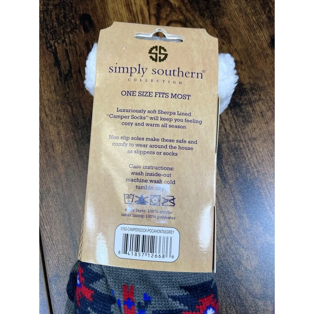Camper Socks by Simply Southern Knit‎ Sherpa Lined One Size Fits Most Pink Gray